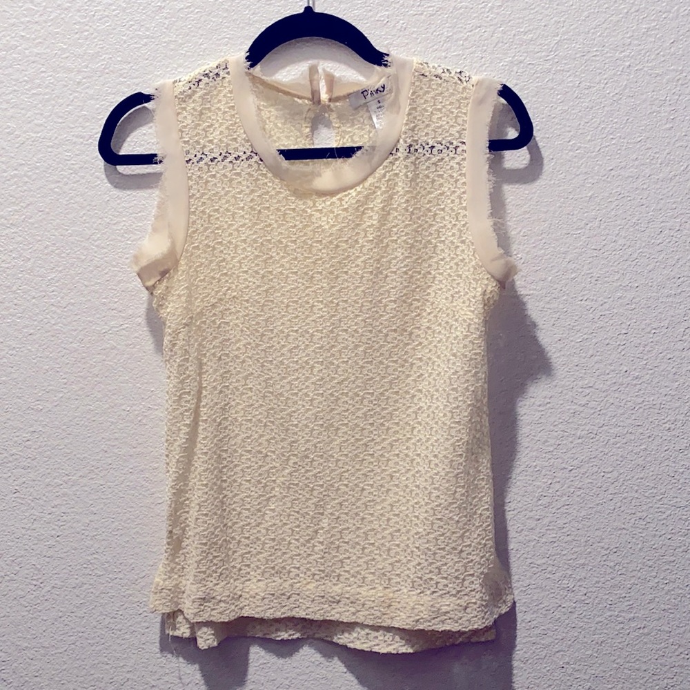 sheer floral lace shell